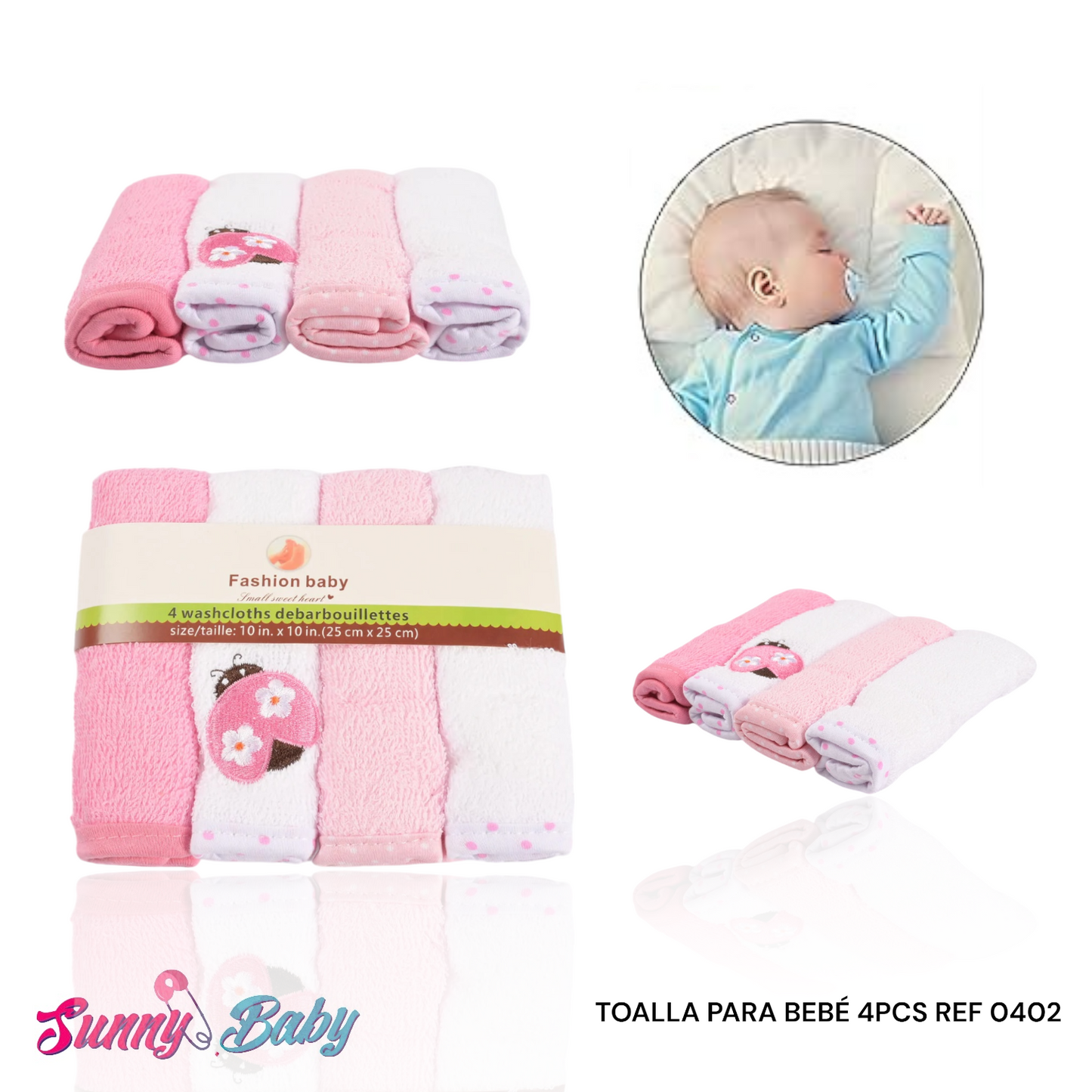 🛁 Kit Toallas para Bebé x4 – Suaves 🌸 Absorbentes 💧 y Prácticas ✨