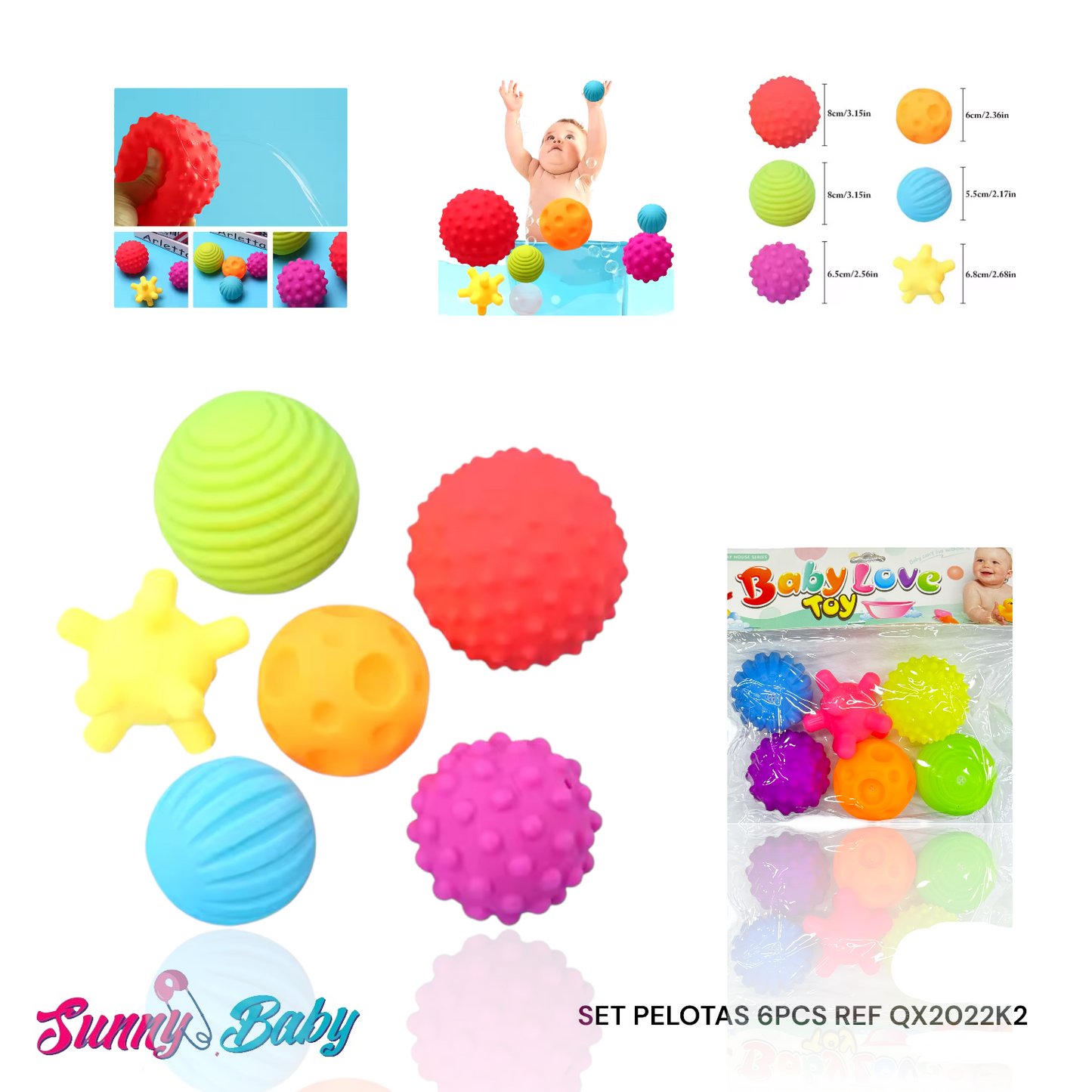 🎾✨ Set de 6 Pelotas Sensoriales para Bebé