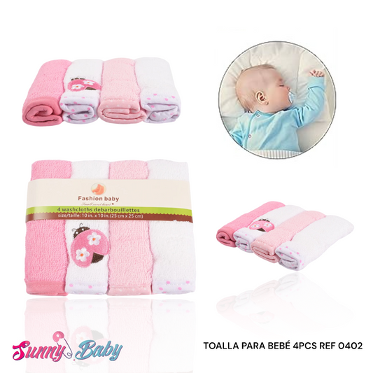 🛁 Kit Toallas para Bebé x4 – Suaves 🌸 Absorbentes 💧 y Prácticas ✨