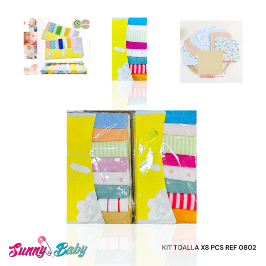 🛁 Kit Toallas para Bebé x8 – Ultra Suaves 🌸 Súper Absorbentes 💧 y Multiusos ✨
