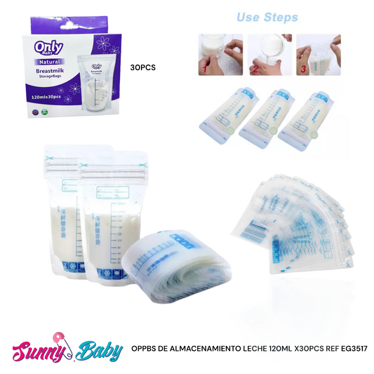 🧊 Bolsas de Almacenamiento de Leche Materna 120 ml (x30 pcs) – Seguras 💛 Prácticas ✨