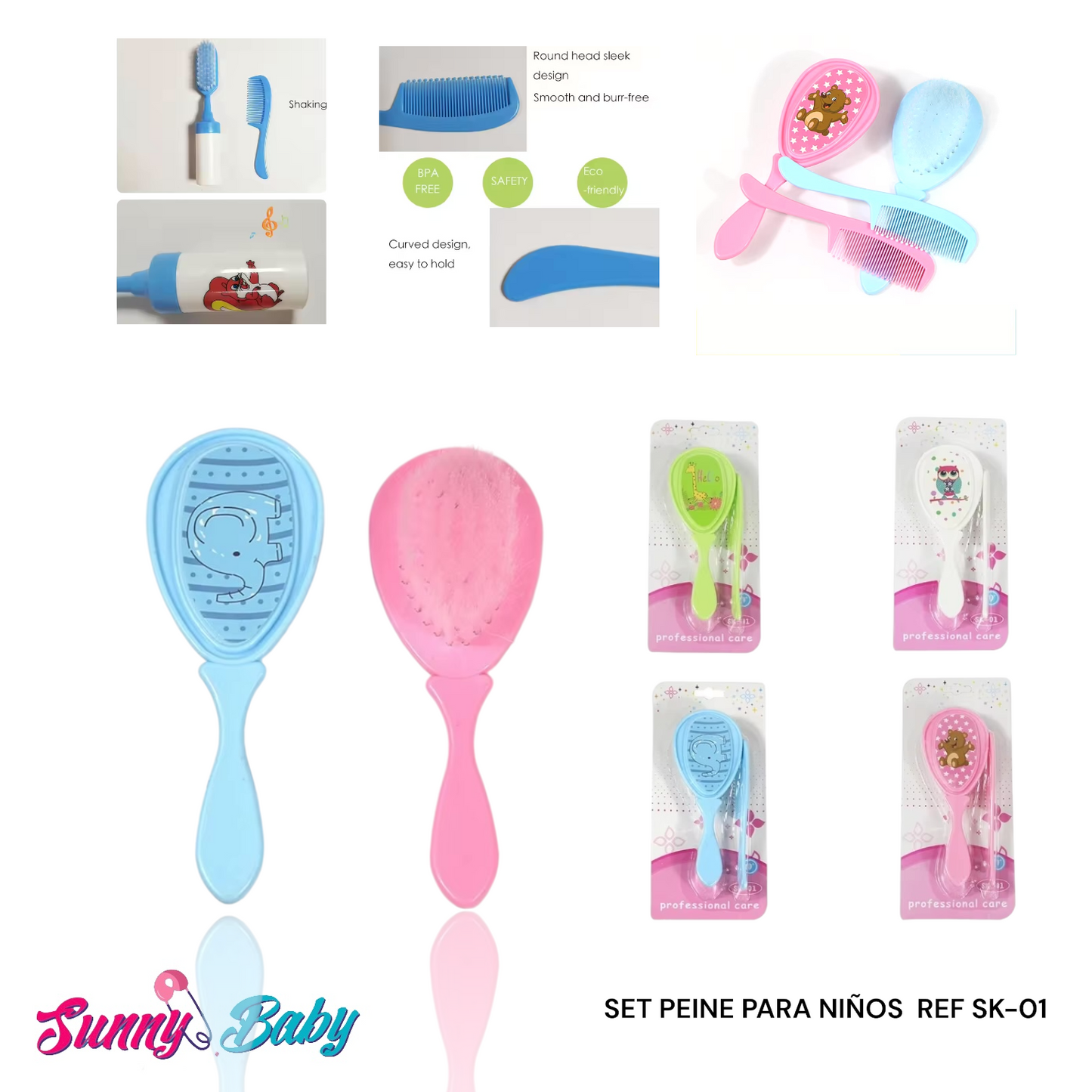 Set de Peines para Bebé 👶💖 | Cuidado Suave y Delicado