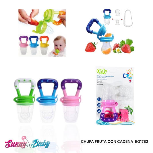 🍼🍓 Chupa Fruta con Cadena – Seguridad y Diversión para tu Bebé 💖