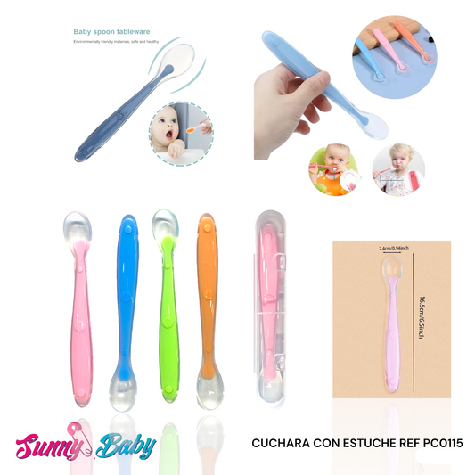 🥄🍼 Cuchara de Silicona con Estuche – Higiene y Comodidad para tu Bebé