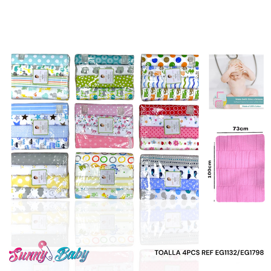 🛁💖 Toallas x4 Piezas para Bebé – Suavidad y Confort en Cada Baño