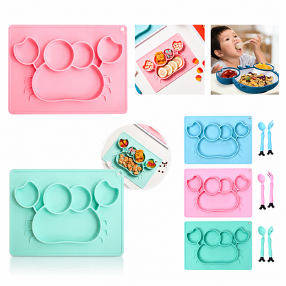 Haz que la hora de comer sea más divertida, práctica y segura para tu bebé con este hermoso plato antideslizante elaborado en silicona suave y resistente. Su diseño con divisiones ayuda a organizar mejor los alimentos y fomenta la alimentación independiente.

✨ Características:
• Material de silicona segura y libre de BPA.
• Base antideslizante para mayor estabilidad.
• Compartimientos ideales para separar los alimentos.
• Incluye cuchara y tenedor para bebé.
• Fácil de lavar y reutilizable.
• Diseños y col