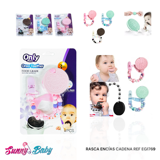 🍪🦷 Rasca Encías con Cadena – Galleta Oreo