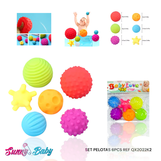 🎾✨ Set de 6 Pelotas Sensoriales para Bebé