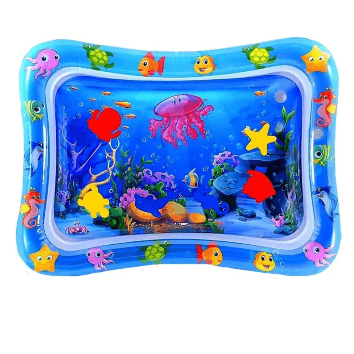 ¡Diversión y estimulación en un solo producto! Nuestro tapete de agua para bebé está diseñado para acompañar el desarrollo de los más pequeños mientras juegan de forma segura y entretenida.

Con colores llamativos y figuras flotantes en movimiento, ayuda a estimular los sentidos, fortalecer los músculos y mejorar la coordinación motora durante el tiempo boca abajo (“tummy time”).

✨ Beneficios:
Estimula el desarrollo sensorial y motriz.
Ayuda a fortalecer cuello, espalda y brazos.
Diseño colorido y atractiv